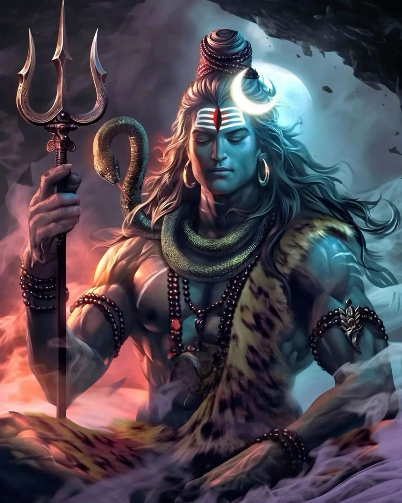 Shiva holding Trishul, serene gaze