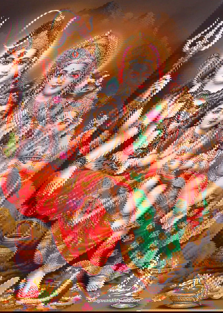 Shiva Parvati Ganesha Kartikeya divine family