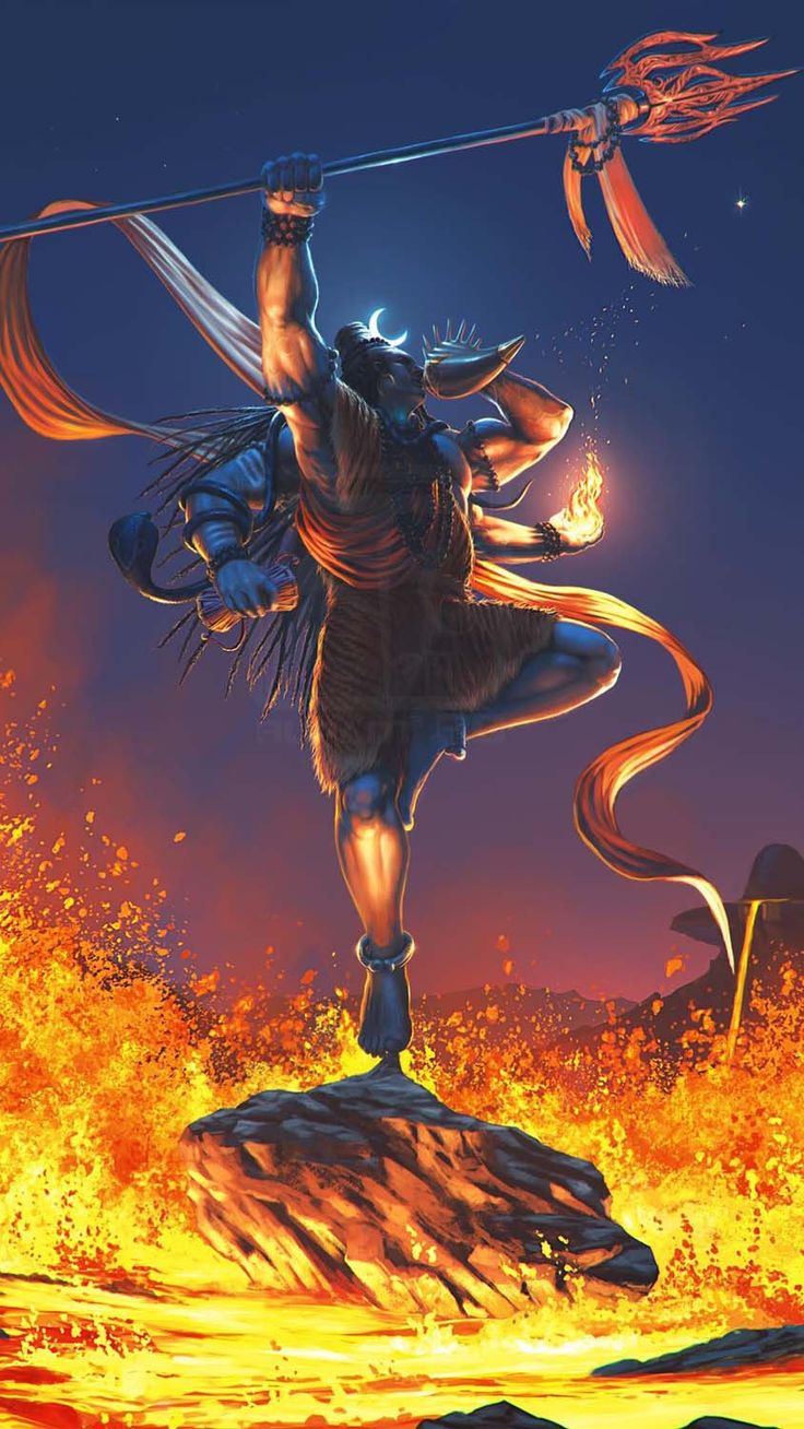 Lord Shiva rising from fiery depths