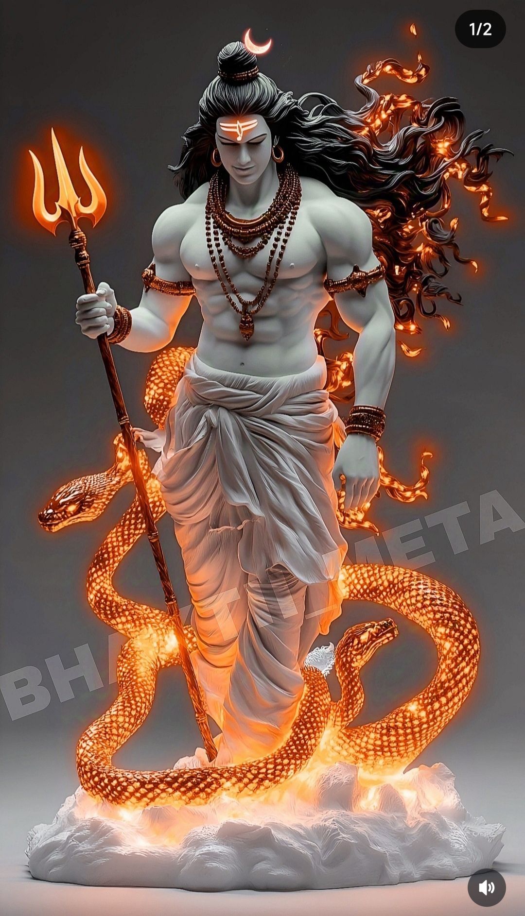 Lord Shiva with Trishul and serpent