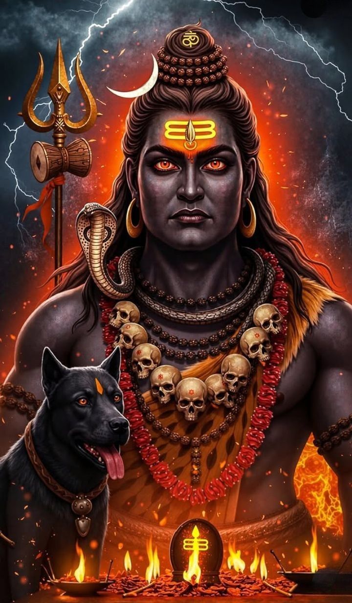 Powerful Shiva with trident and serpent