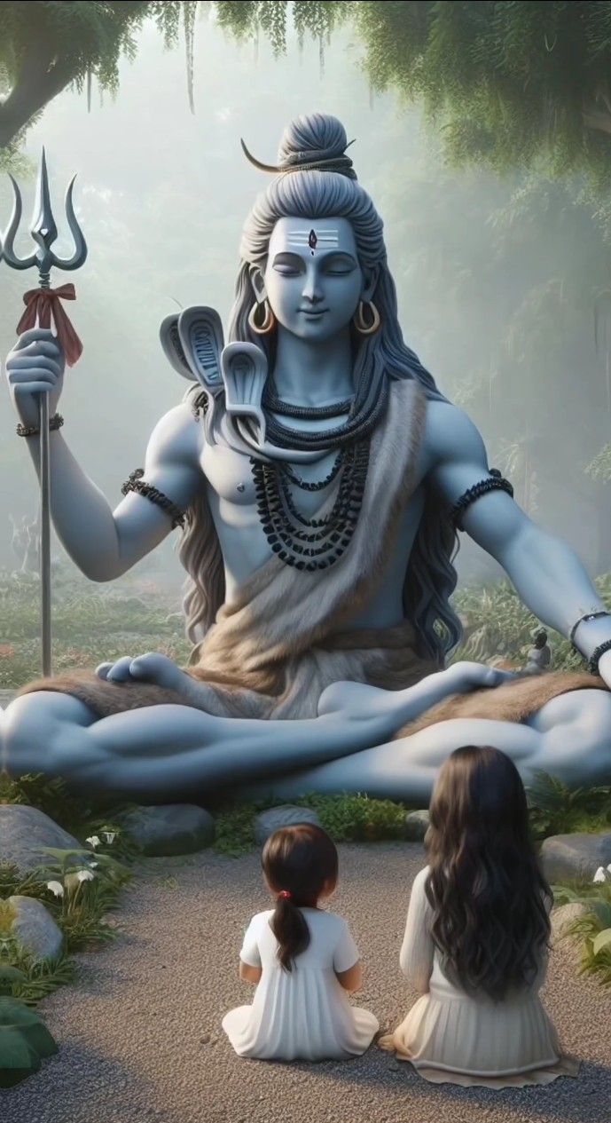 Meditating Shiva with a young devotee