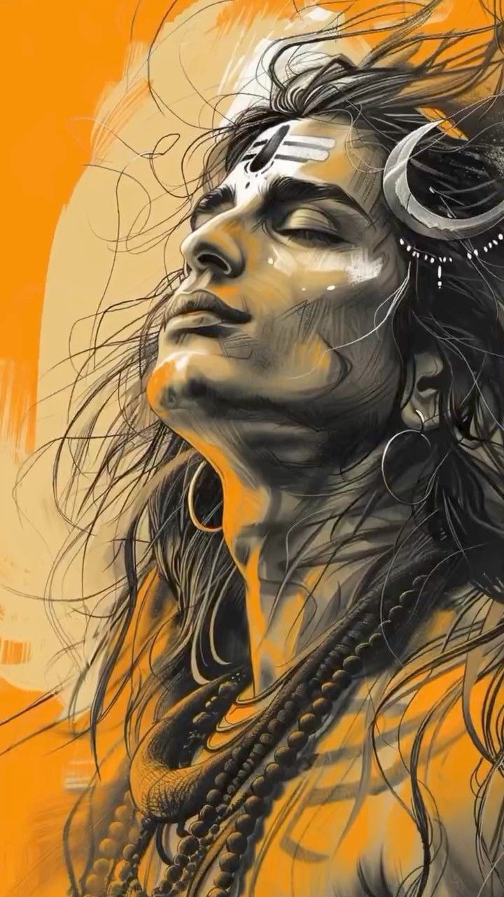 Close-up portrait of Lord Shiva\'s face