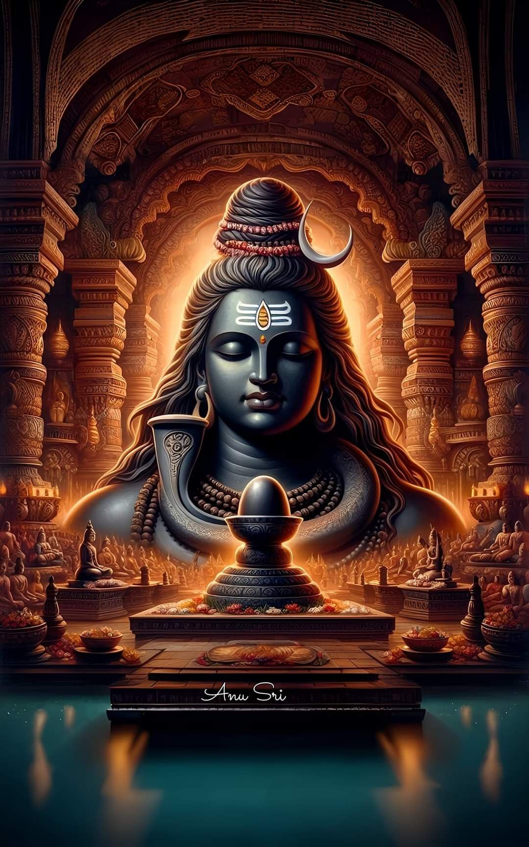 Lord Shiva meditating in temple artwork