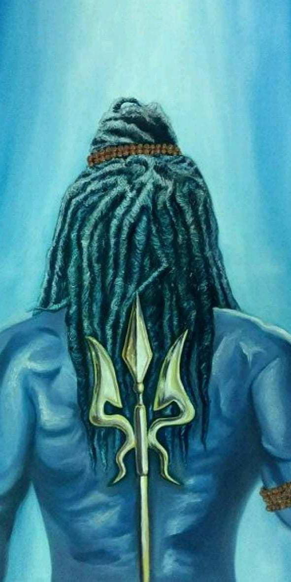 Lord Shiva back view with Trishul