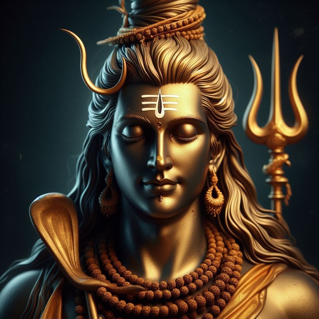 Golden portrait of Lord Shiva, Mahadev