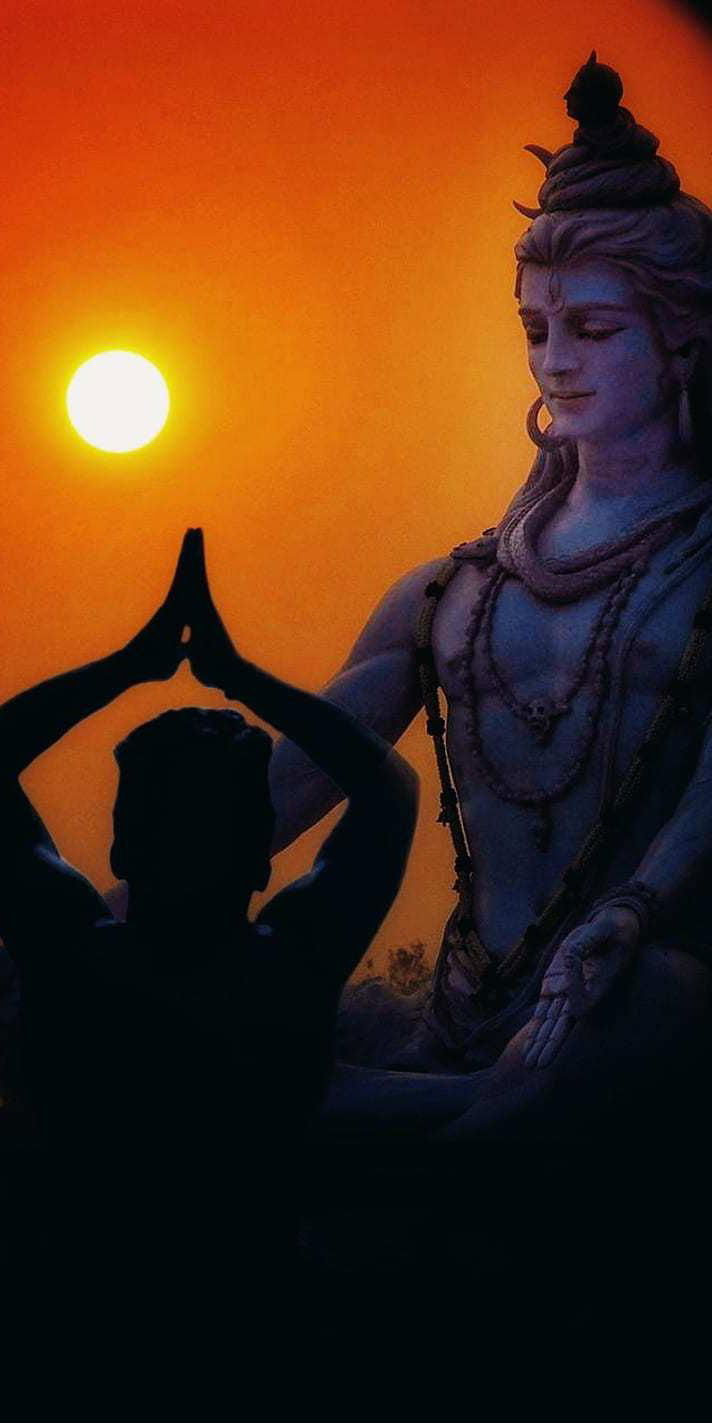 Lord Shiva at sunset, devotional art