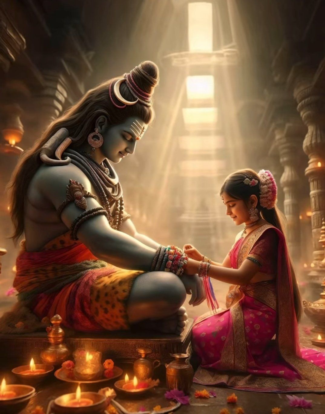 Shiva and Parvati in tender moment