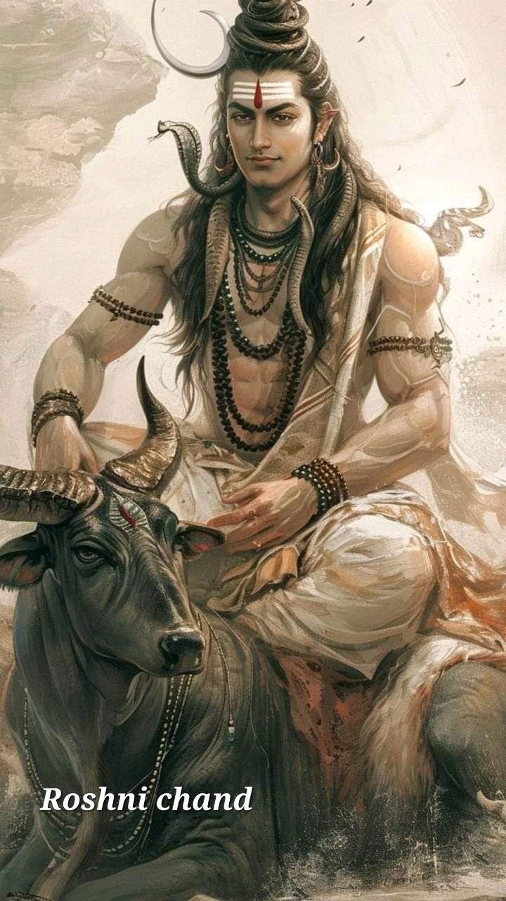 Lord Shiva with Nandi bull portrait