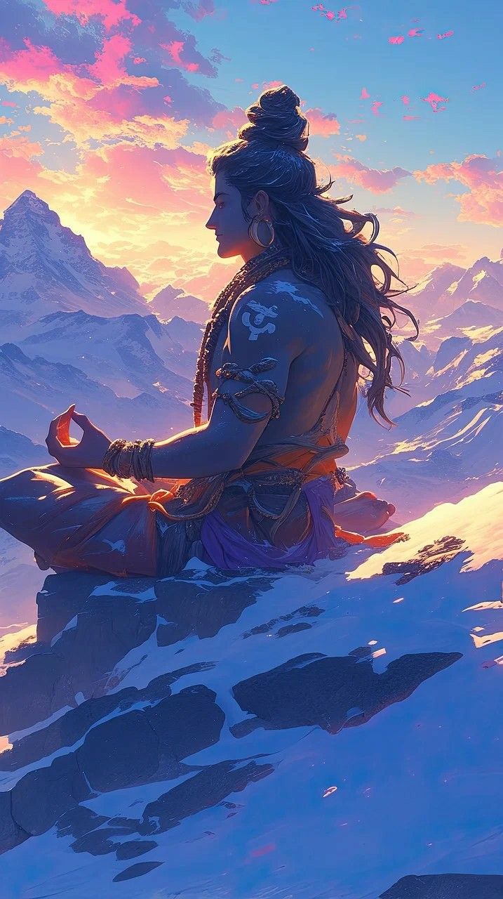 Shiva meditating in the Himalayas