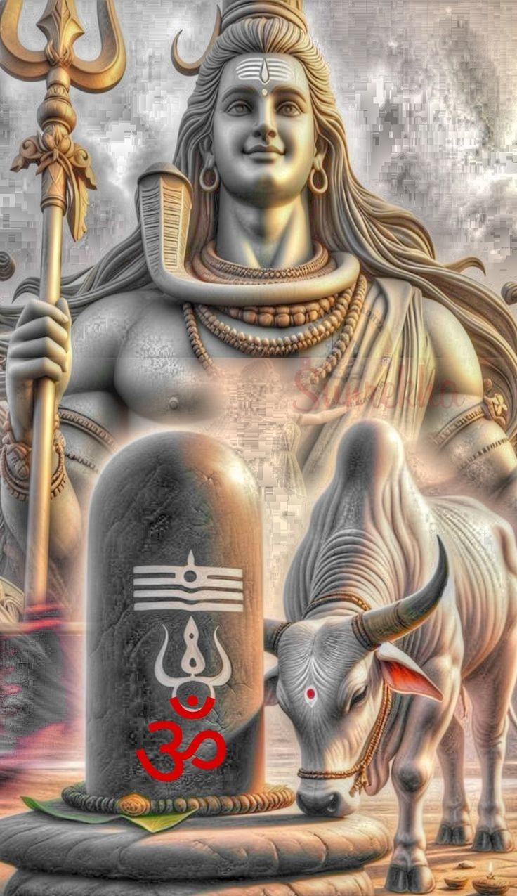 Lord Shiva with Nandi Bull and Trishul