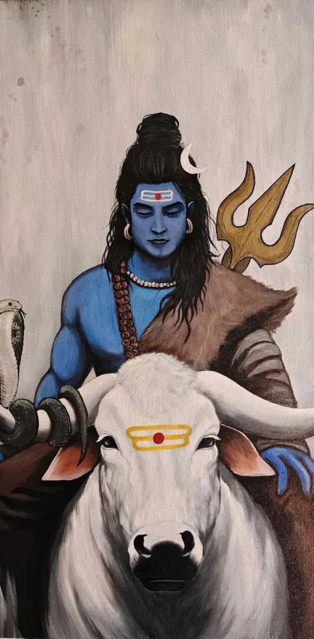 Lord Shiva with Nandi and Trishul