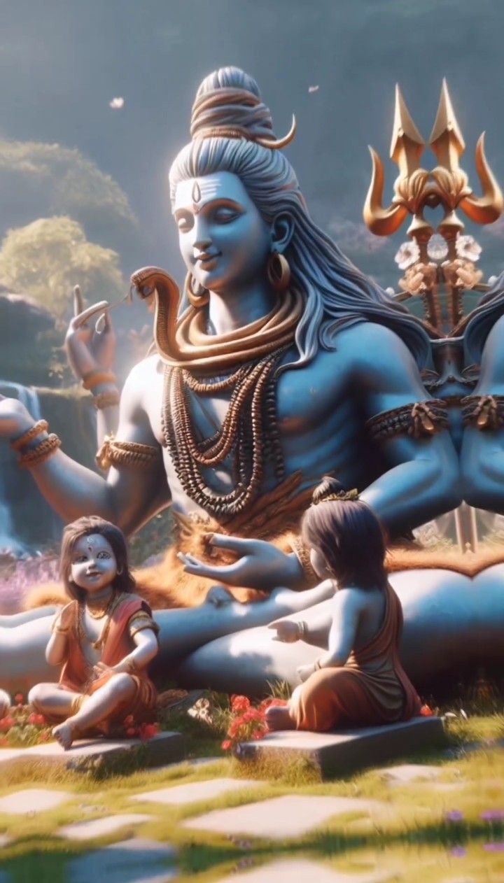 Lord Shiva meditating with devotees