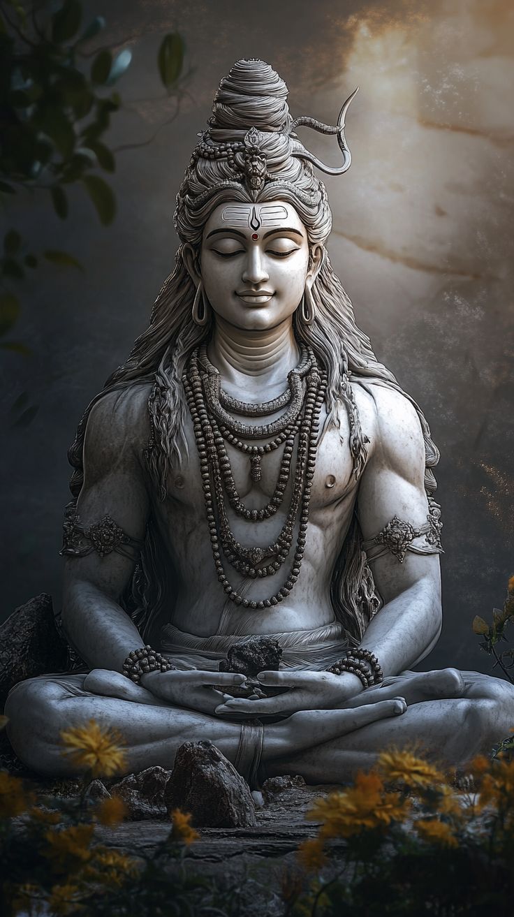 Meditating Shiva, peaceful Hindu deity image