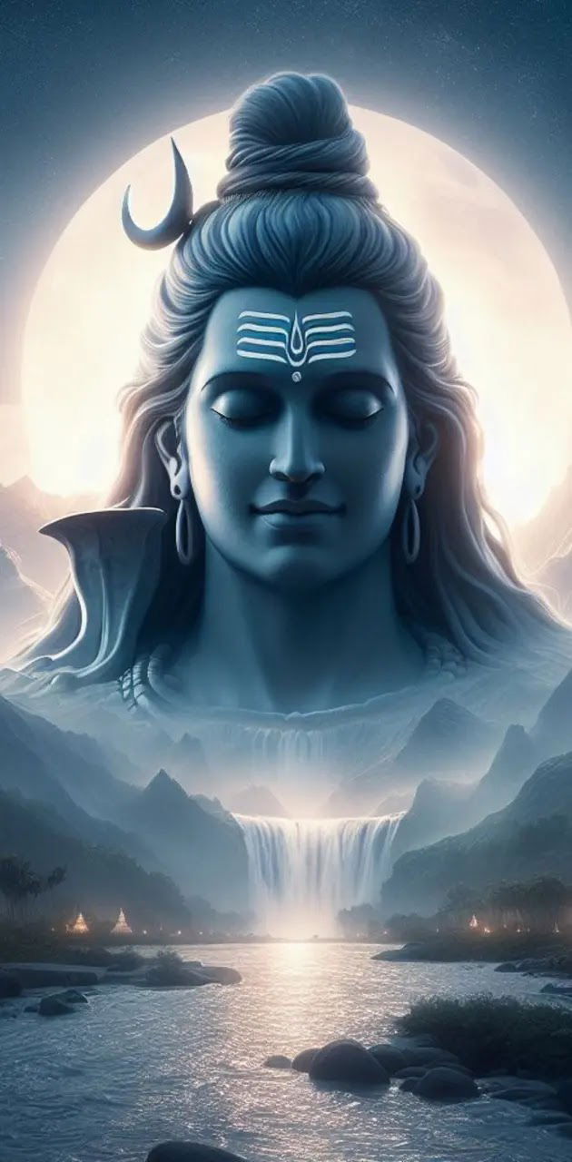 Meditating Shiva amidst Himalayan landscape