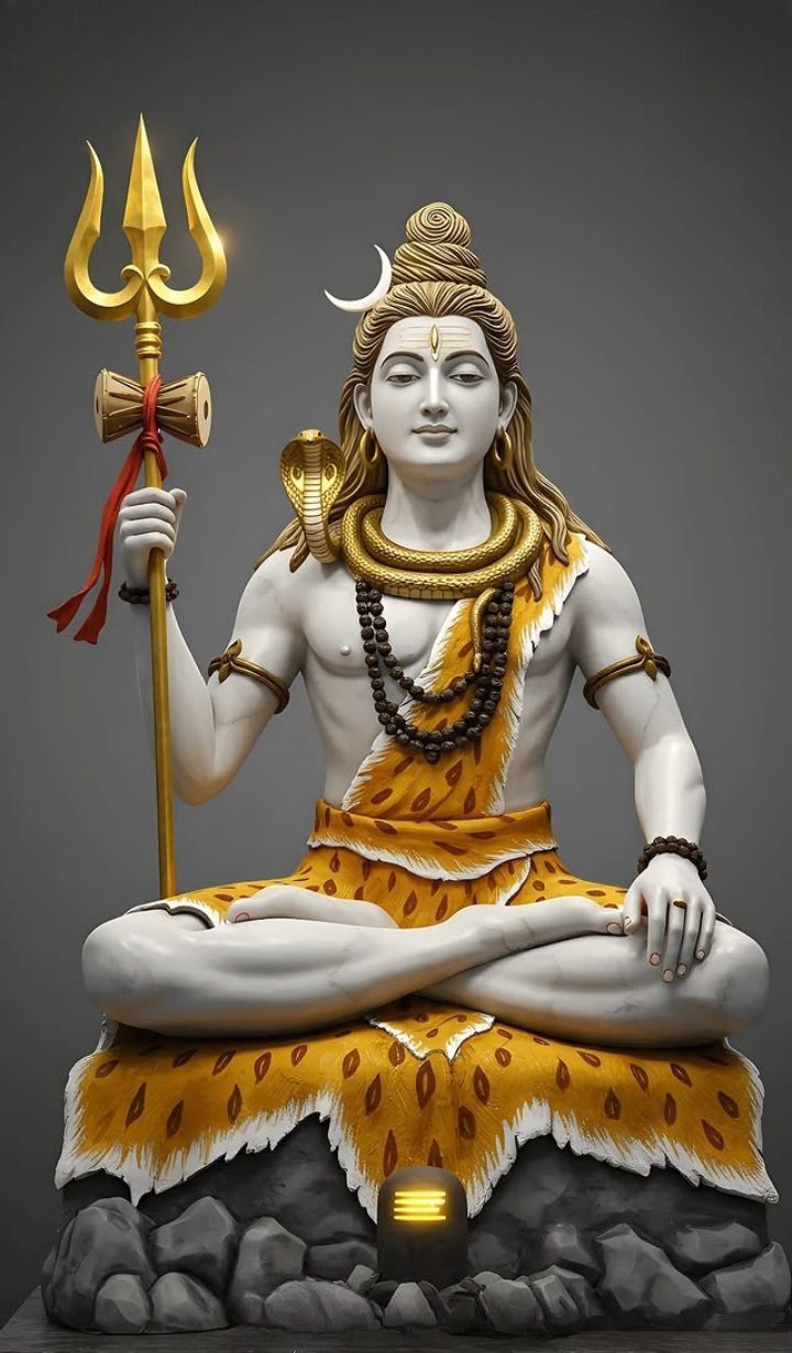 Meditating Shiva with Trishul and Serpent