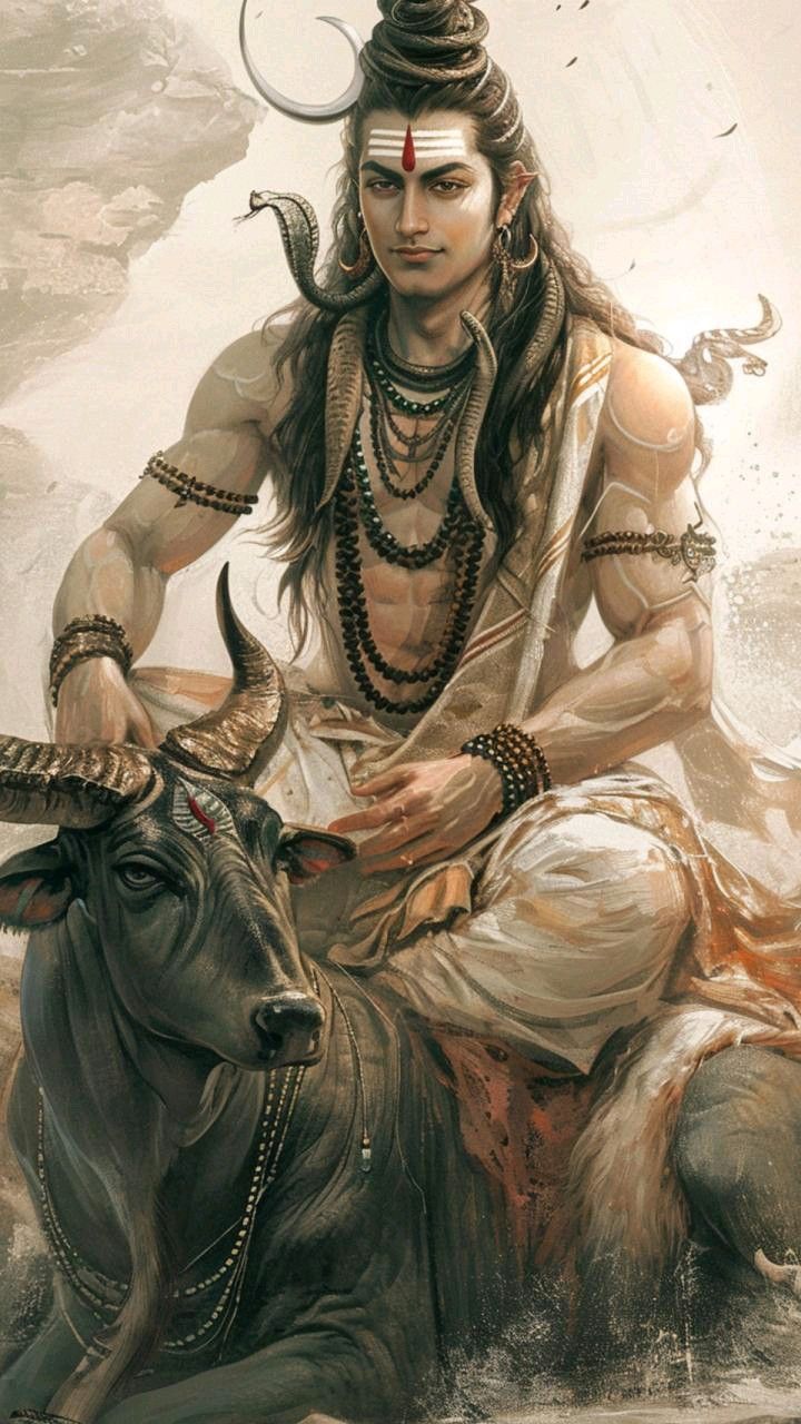 Shiva with Nandi, divine bull companion