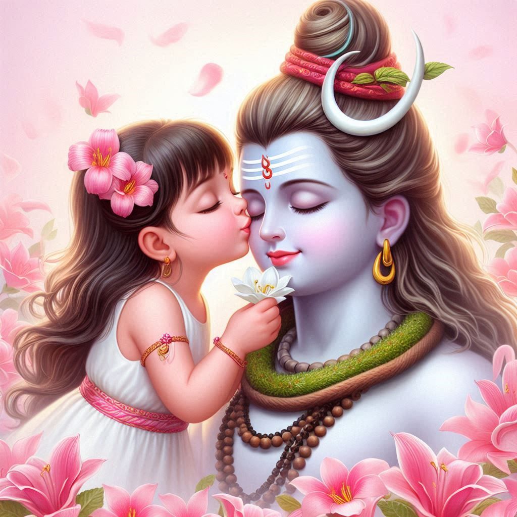 Lord Shiva with a loving child