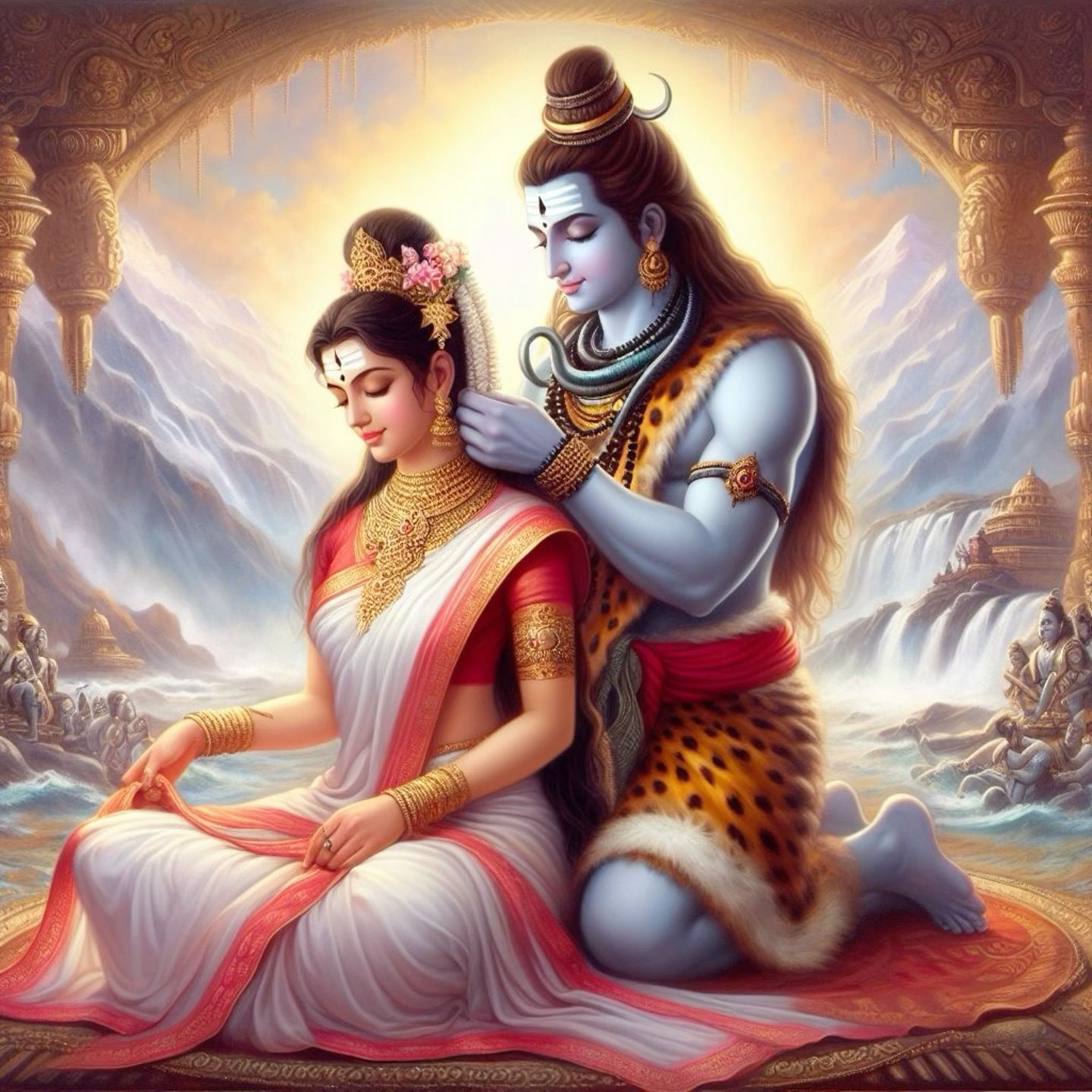 Shiva and Parvati in a loving embrace