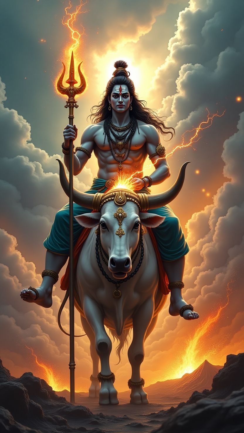 shiva riding nandi bull, divine image