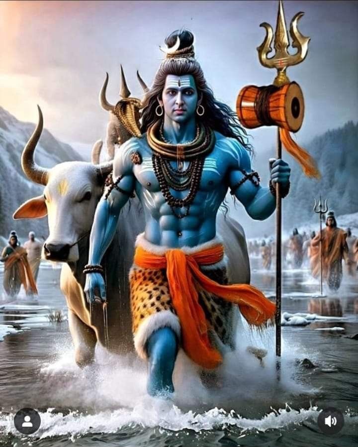 Lord Shiva with Nandi, powerful deity.