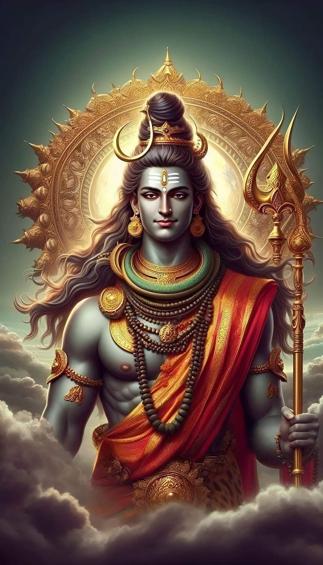 Lord Shiva with Trishul, divine portrait