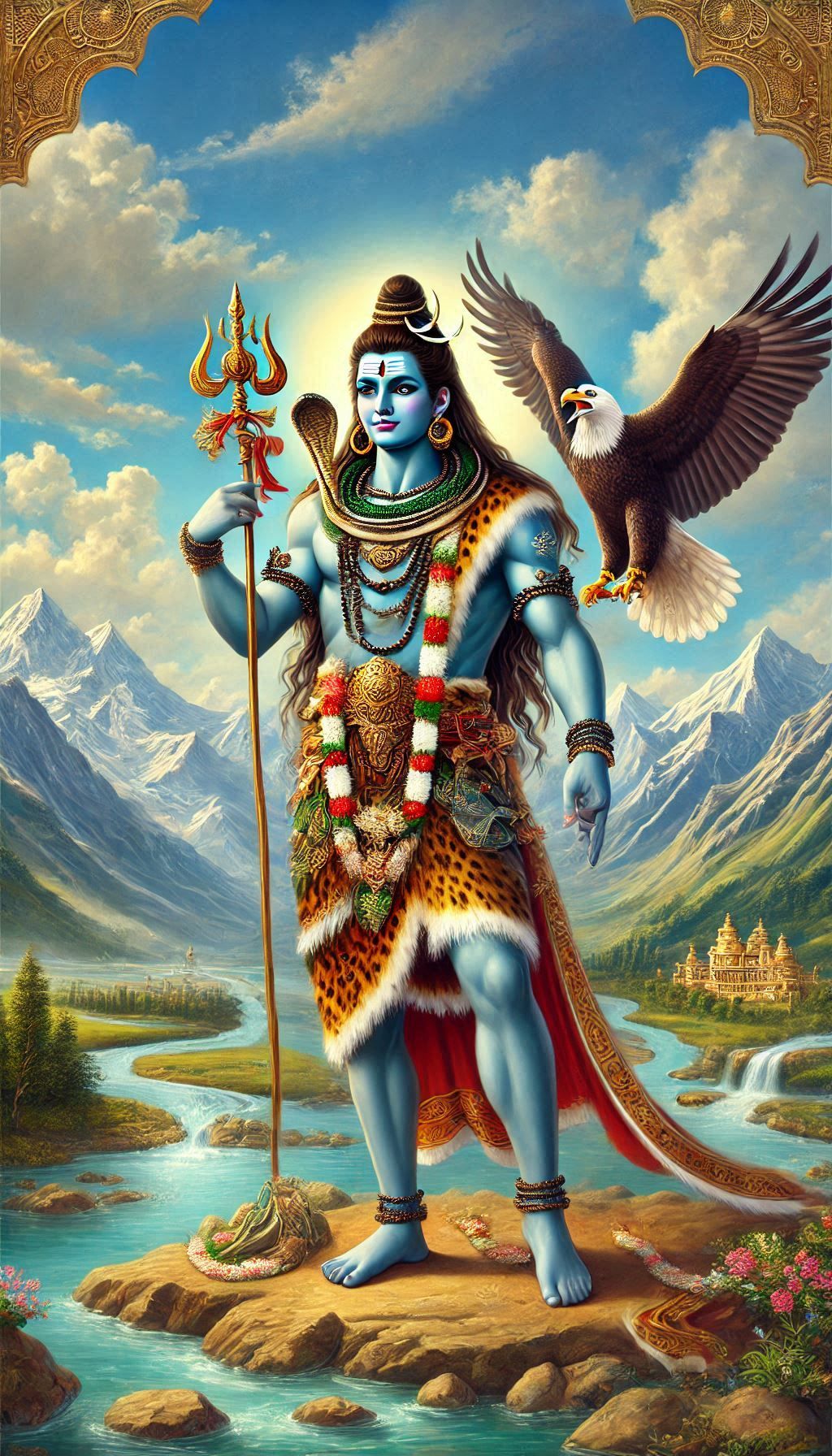 Lord Shiva standing in the Himalayas