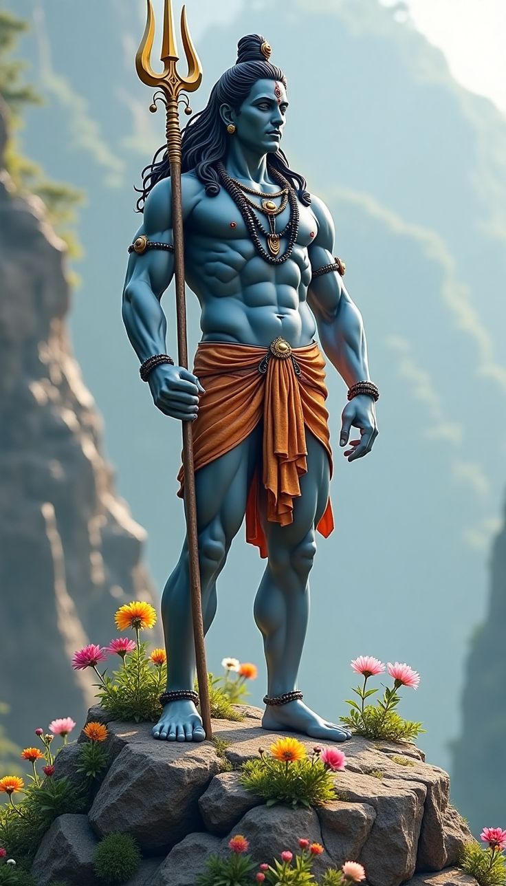 Powerful Shiva stands with Trishul
