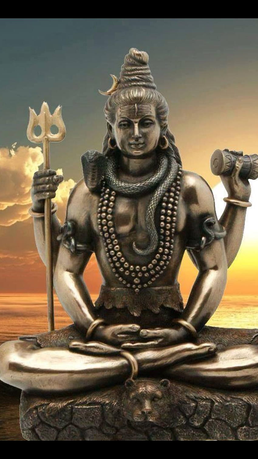 Meditating Shiva with Trishul and Damru