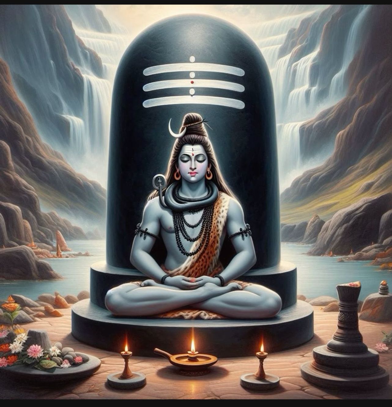 Shiva meditating in the Himalayas
