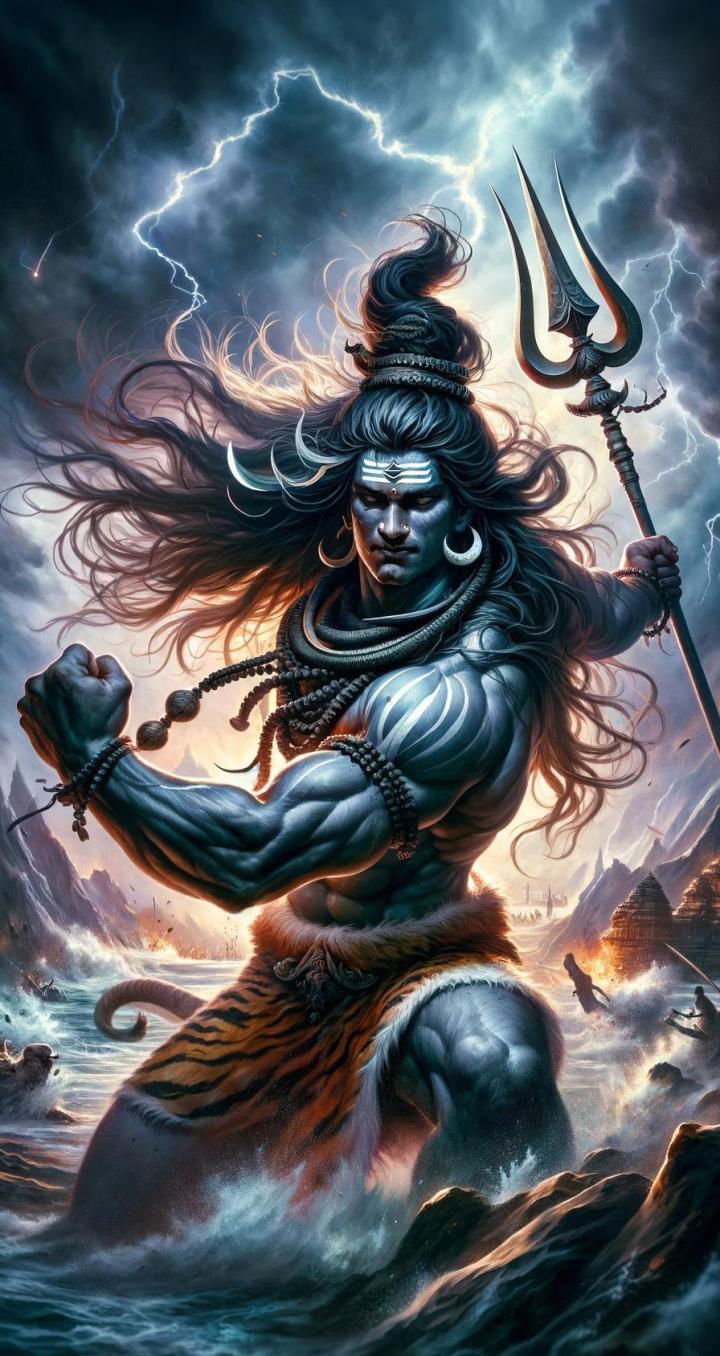 Powerful Shiva amidst raging storm