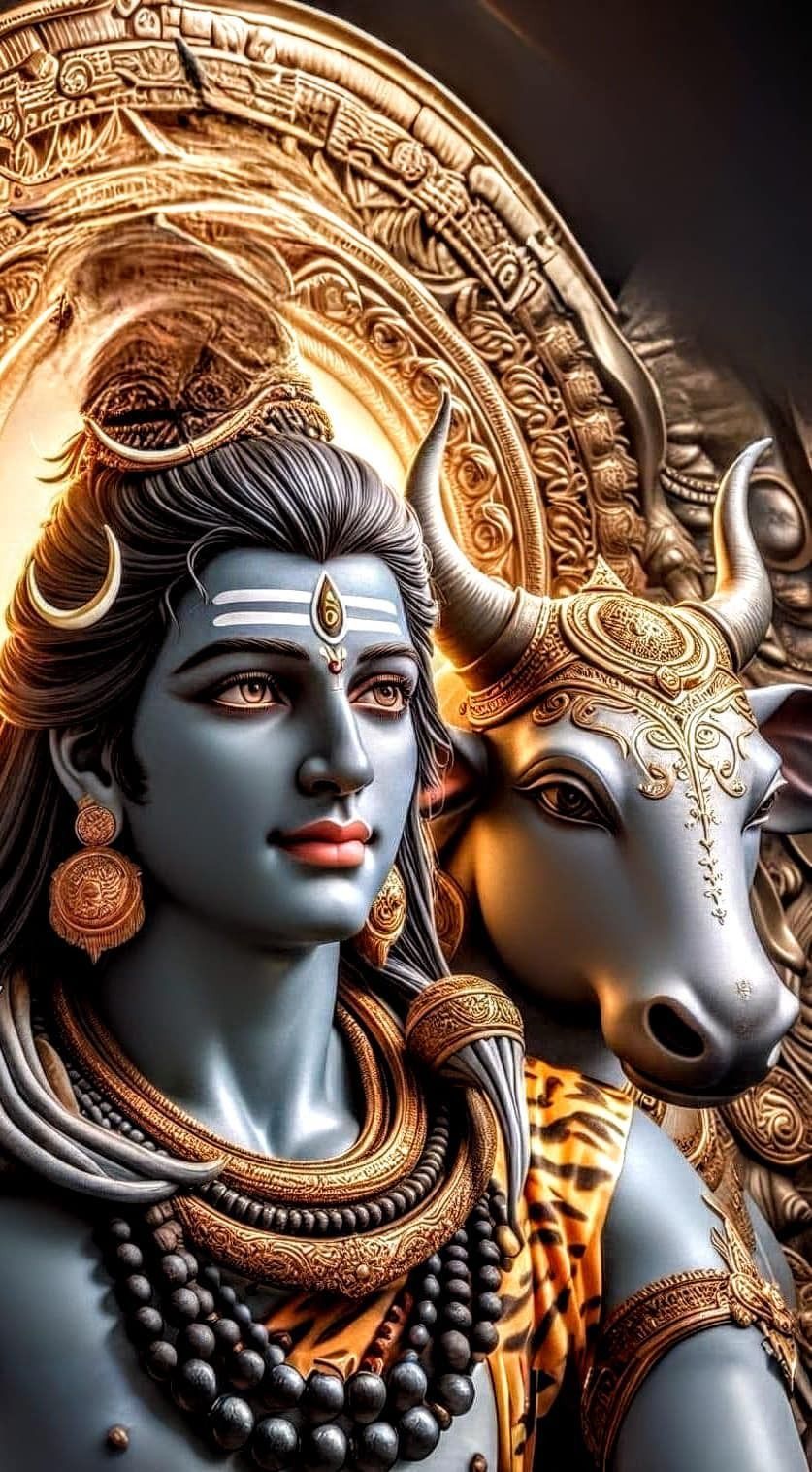 Shiva and Nandi divine portrait