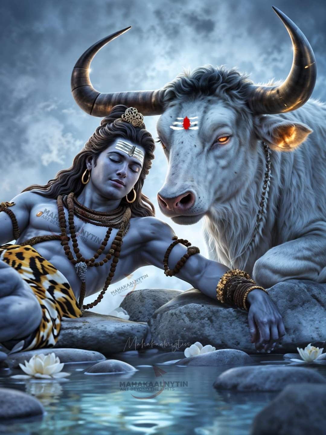 Shiva with Nandi, divine protector.