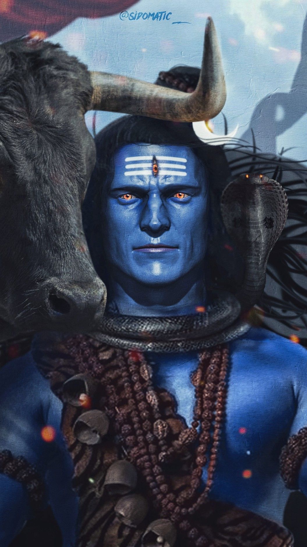 Lord Shiva with Nandi, divine portrait