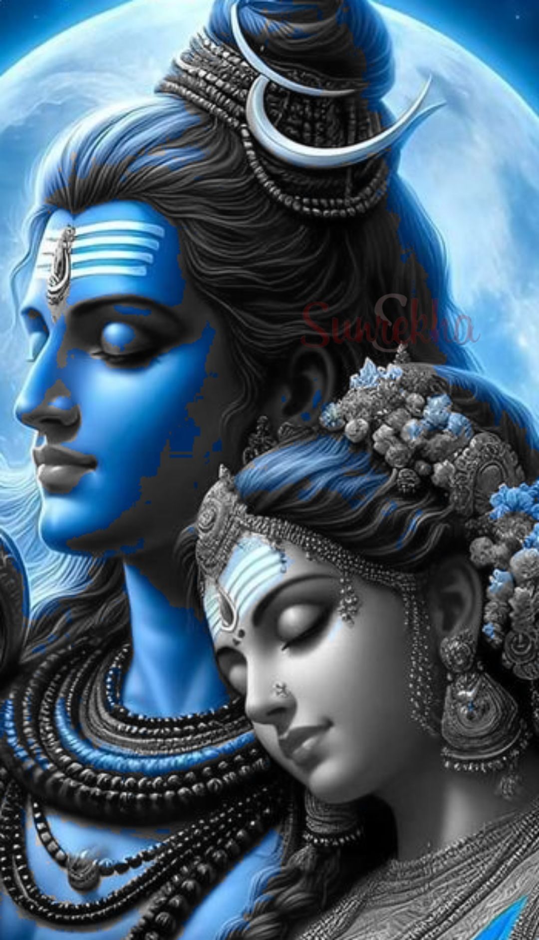 Shiva and Parvati in a peaceful embrace