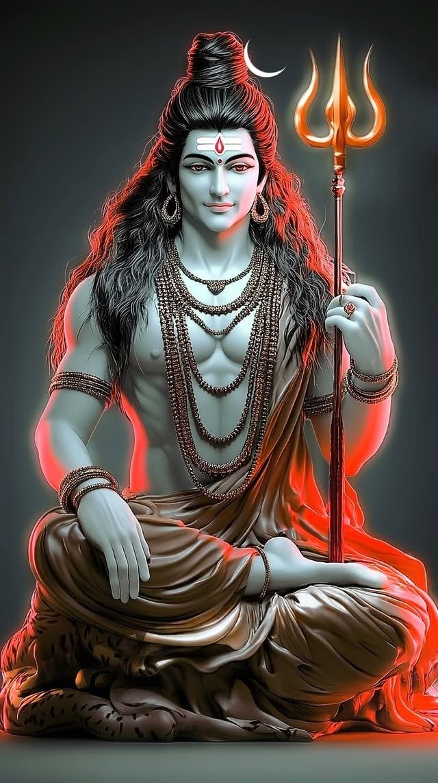 Lord Shiva meditating with trident