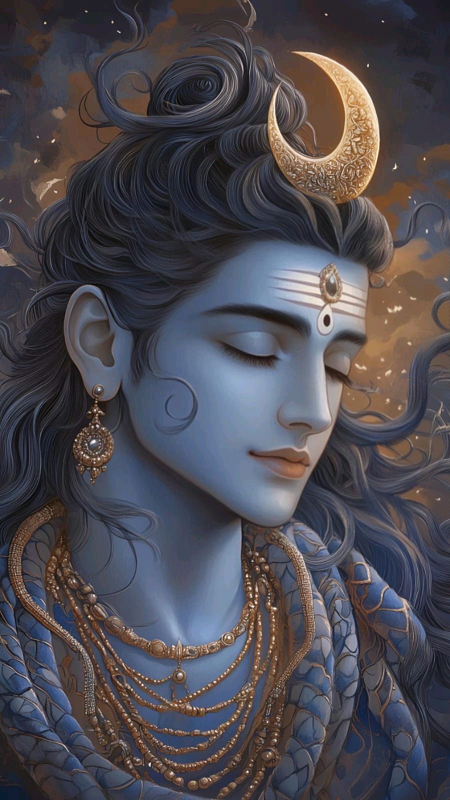 Lord Shiva serene portrait blue skin