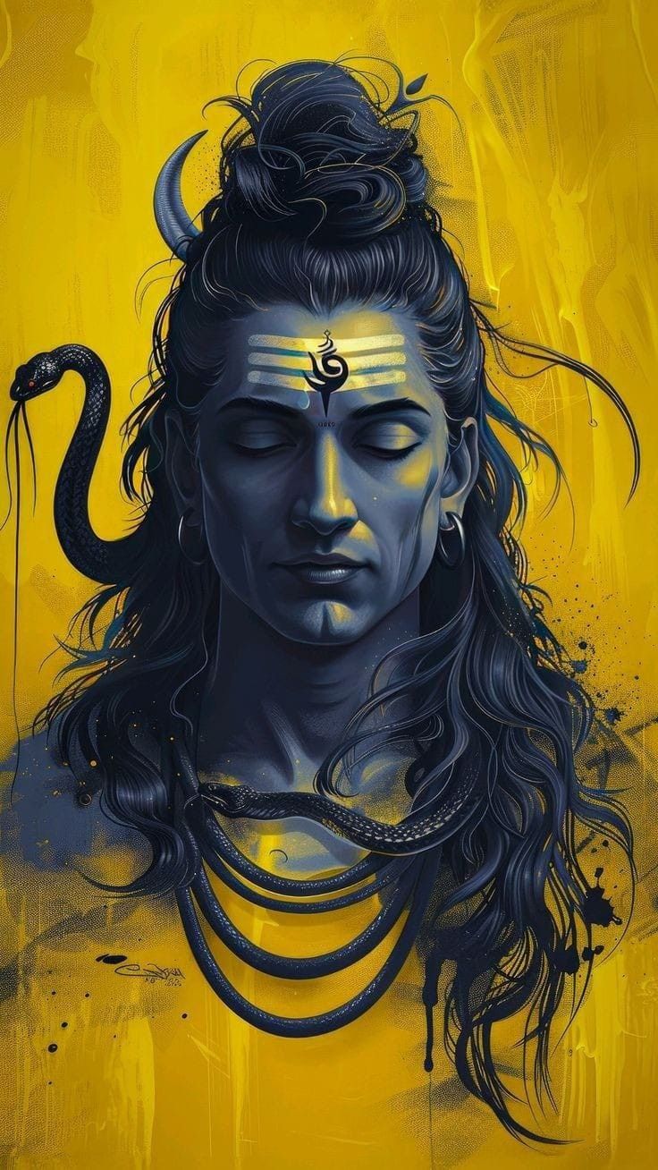 Meditating Shiva with serpent and trident