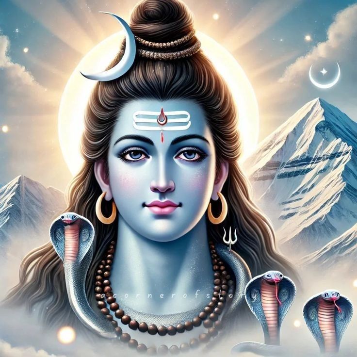 Lord Shiva portrait with serpent and trident
