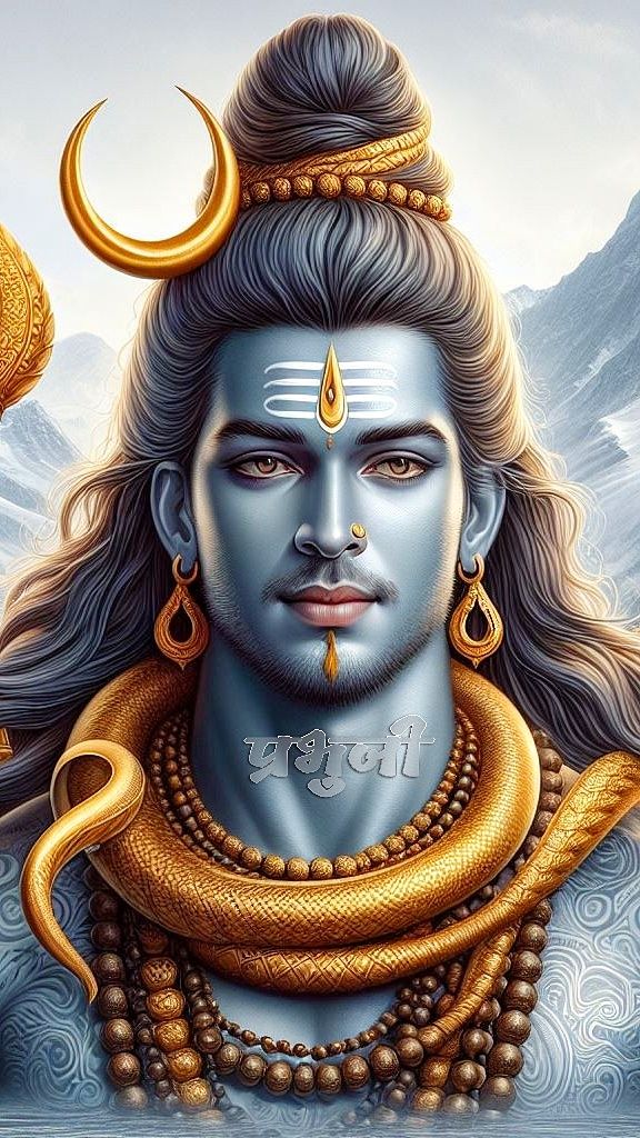 Lord Shiva serene face with serpent
