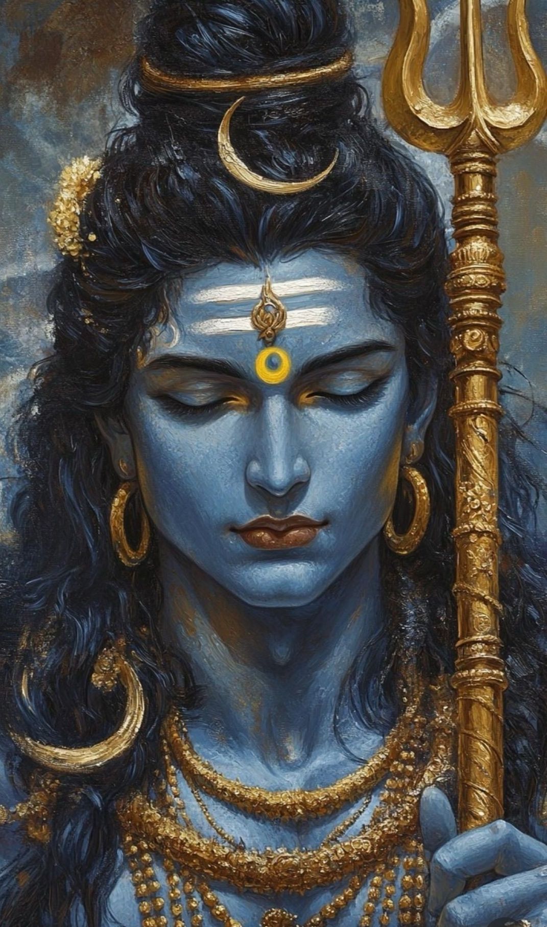 Lord Shiva with Trishul and Crescent Moon