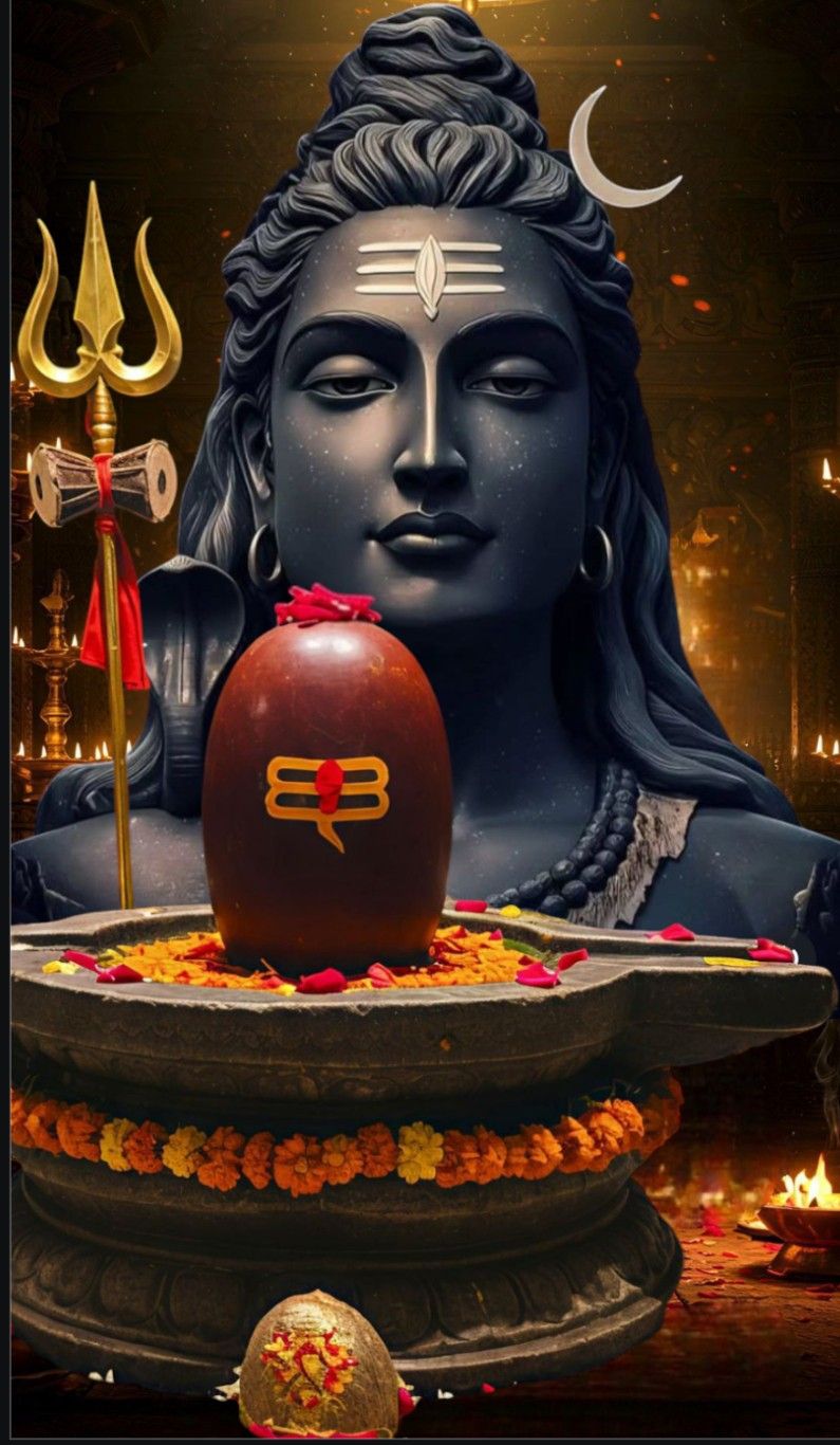 Lord Shiva with Trishul and Lingam