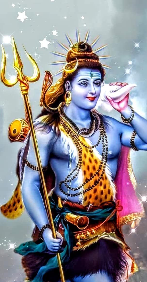 Lord Shiva holding Trishul and Damru