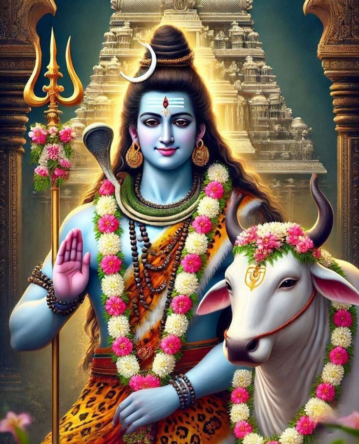 Lord Shiva with Nandi bull portrait
