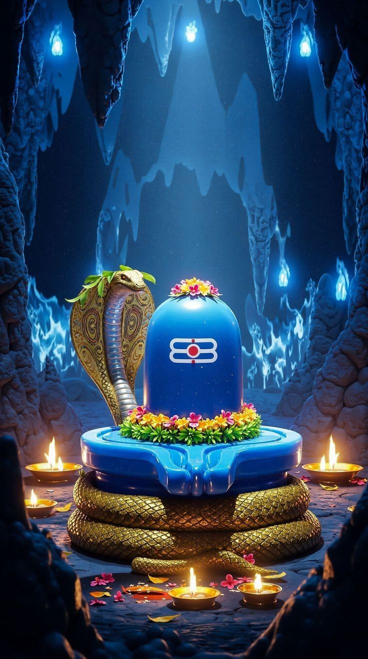 Shiva Linga in a sacred cave temple