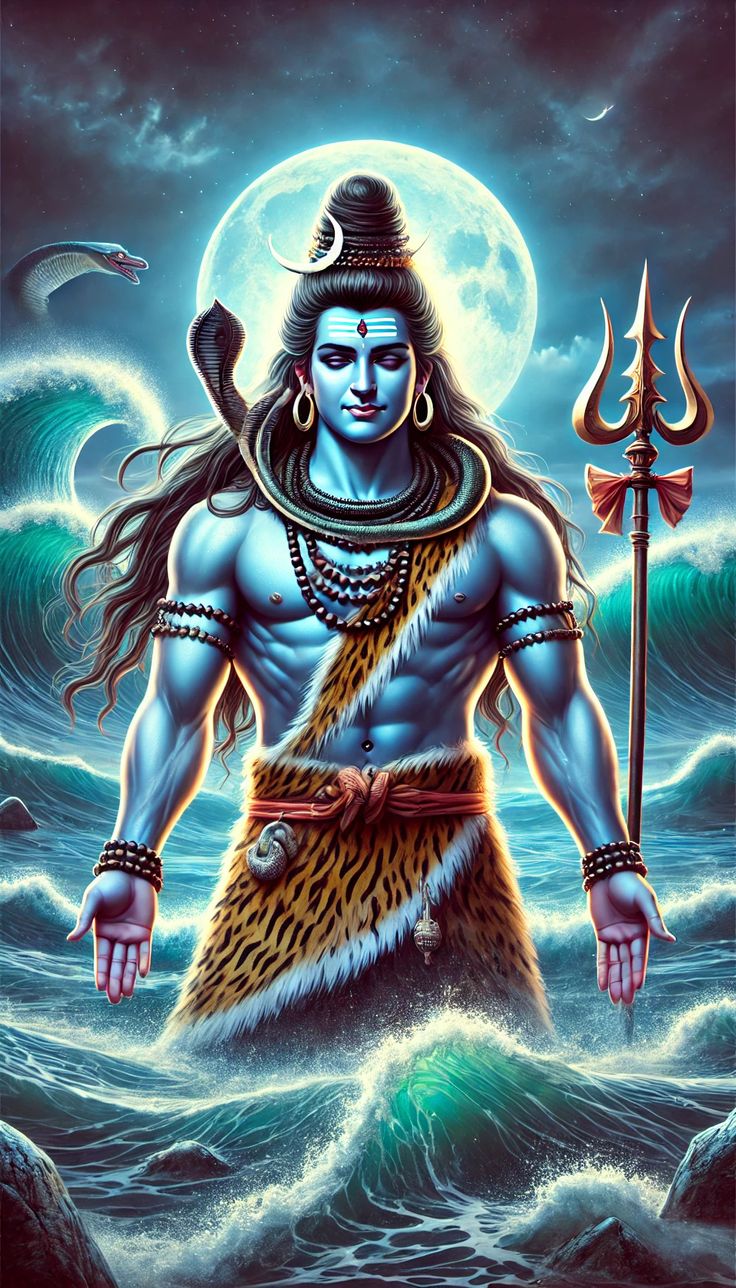 Lord Shiva emerging from the ocean