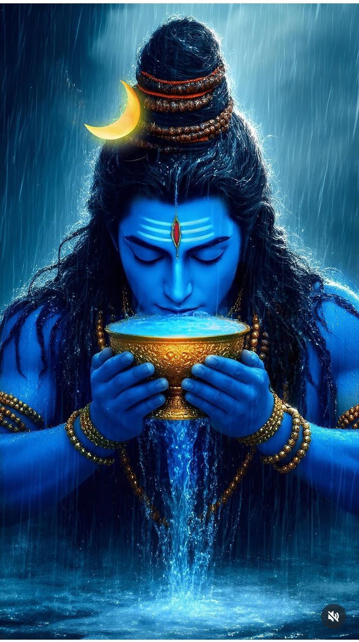 Lord Shiva drinking from a bowl