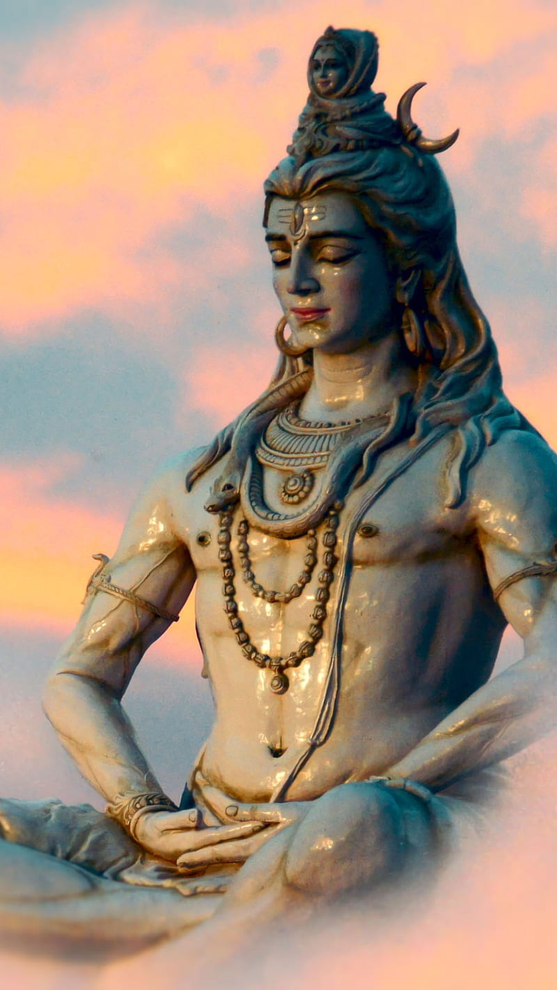 Meditating Shiva amidst mountain clouds