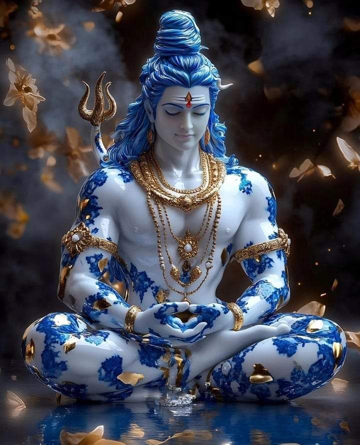Meditating Shiva with Lotus and Trishul