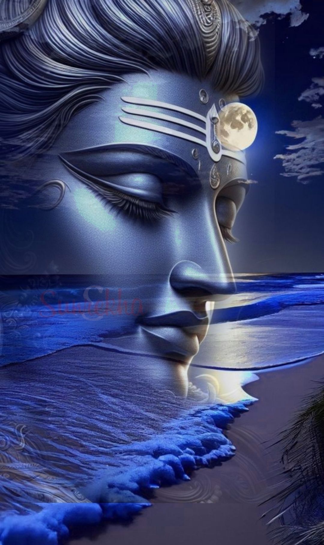 Lord Shiva blending with ocean waves